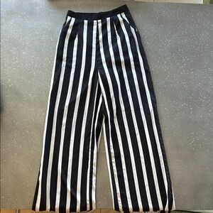 Black and White Striped Flare Pants